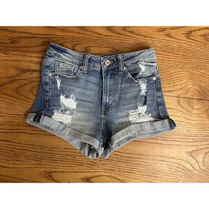 Celebrity Pink Womens Shorts Denim Short Size 5/27  Pocket Distressed Zip